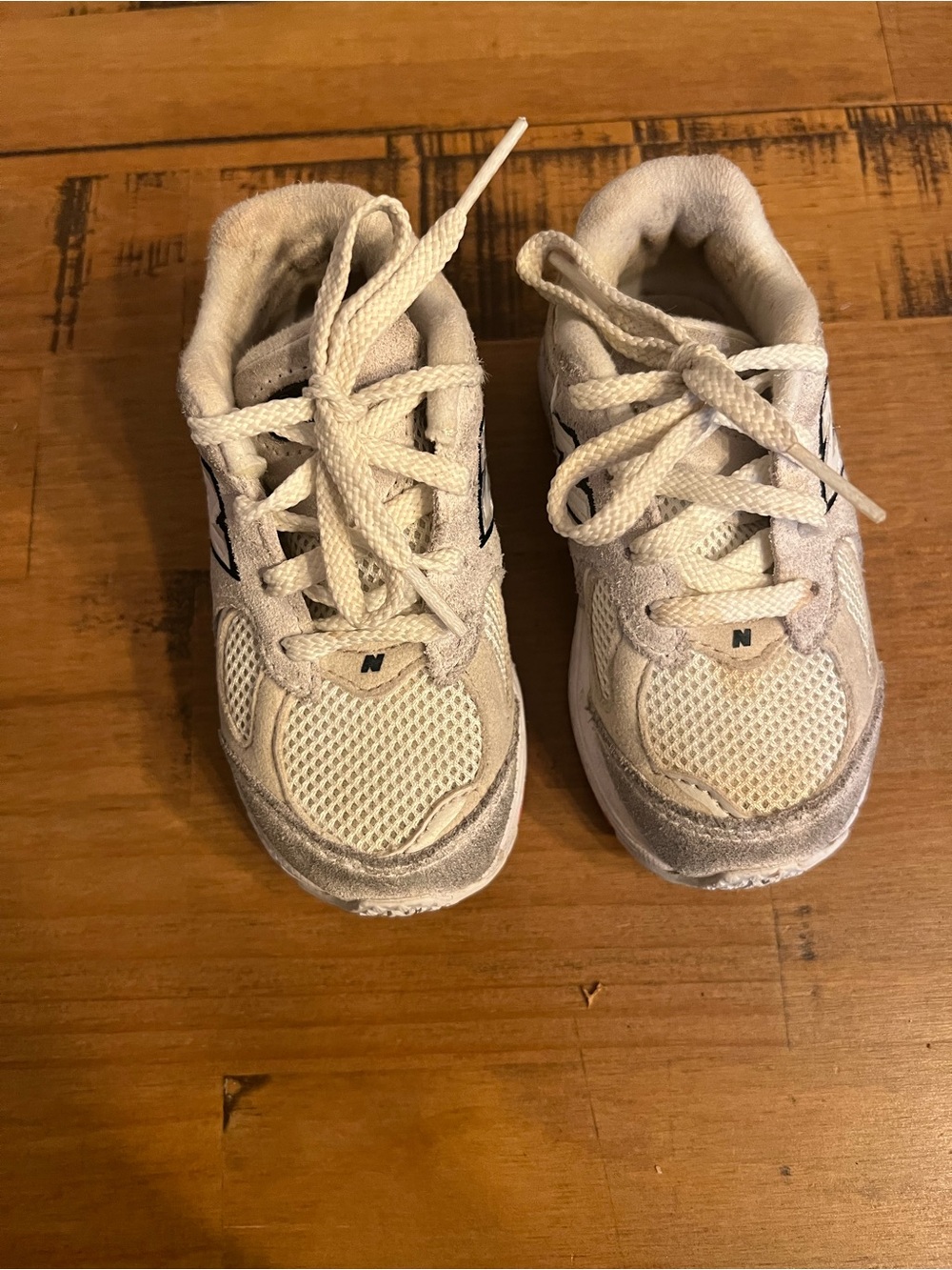 New Balance Kids White and Gray Athletic Sneakers